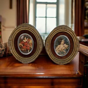 Vintage Cameo Creations Wall Plaques: "Red Boy" & "Spring Flowers" Prints
